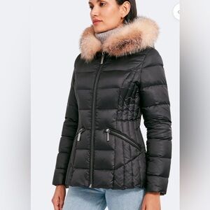 Dawn Levy Real Fur Black Puffer Coat